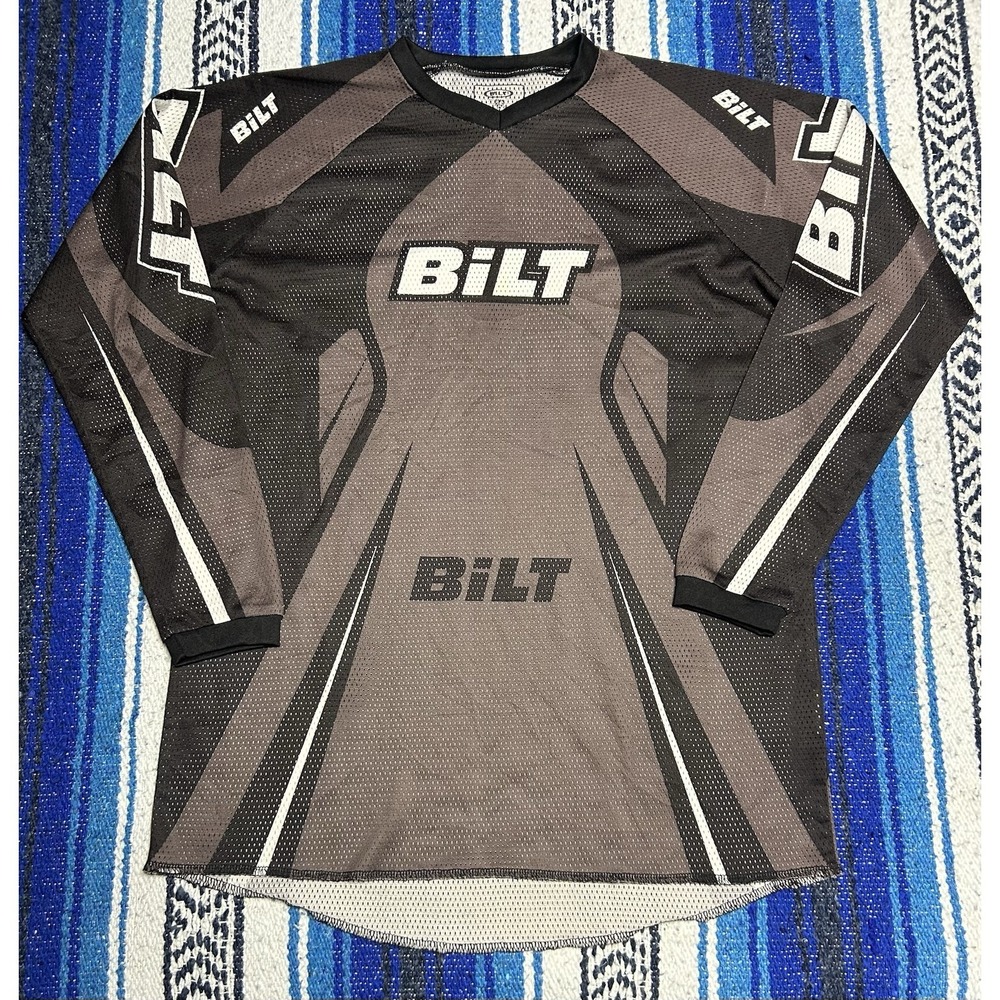 BILT Motocross Jersey Long Sleeve Off Road MX Youth XL Black Sleeve Logo Bike